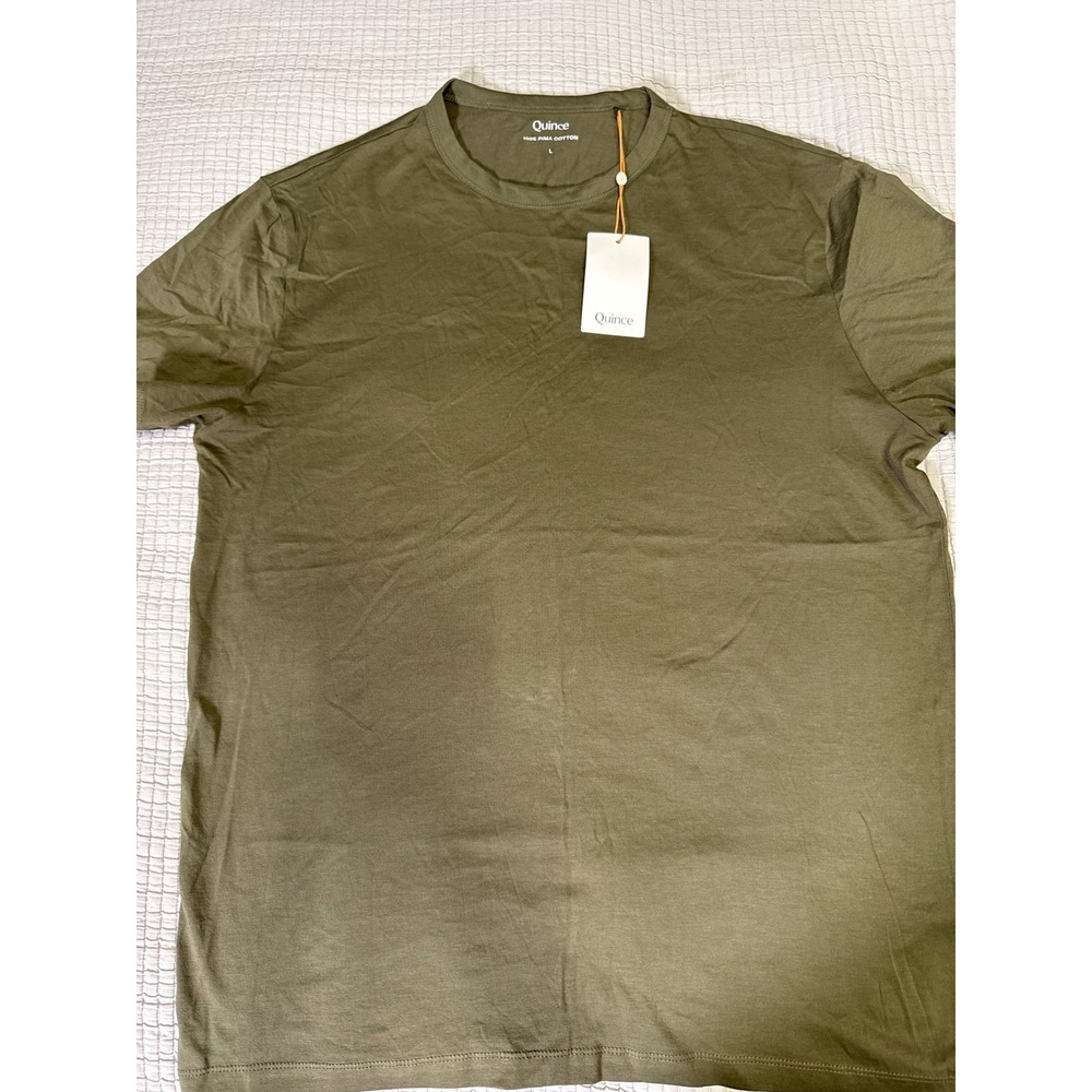 Quince 100% Pima Cotton Crew Neck T-Shirt Olive Green Large NWT Ethereal Comfy